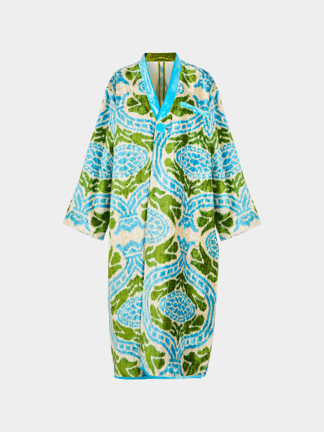 Nazzy Beglari - Hand-Loomed Ikat Velvet Reversible Robe | One Size - Multiple - ABASK - 