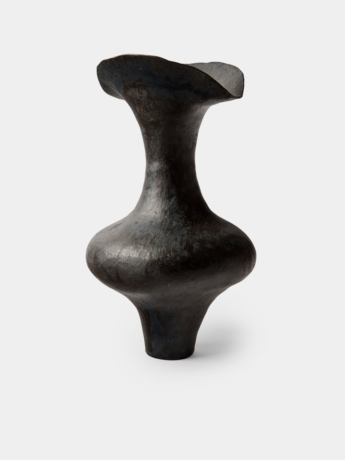 By Raffaella - Flora III Hand-Coiled Stoneware Vase (12in/30cm) - Black - ABASK - 