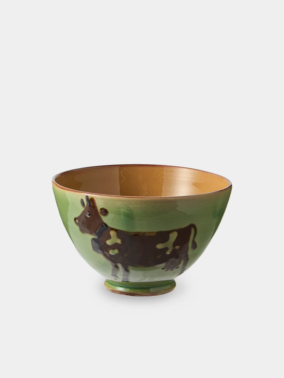 Poterie d’Évires - Cows Hand-Painted Ceramic Small Bowls (Set of 4) - Green - ABASK