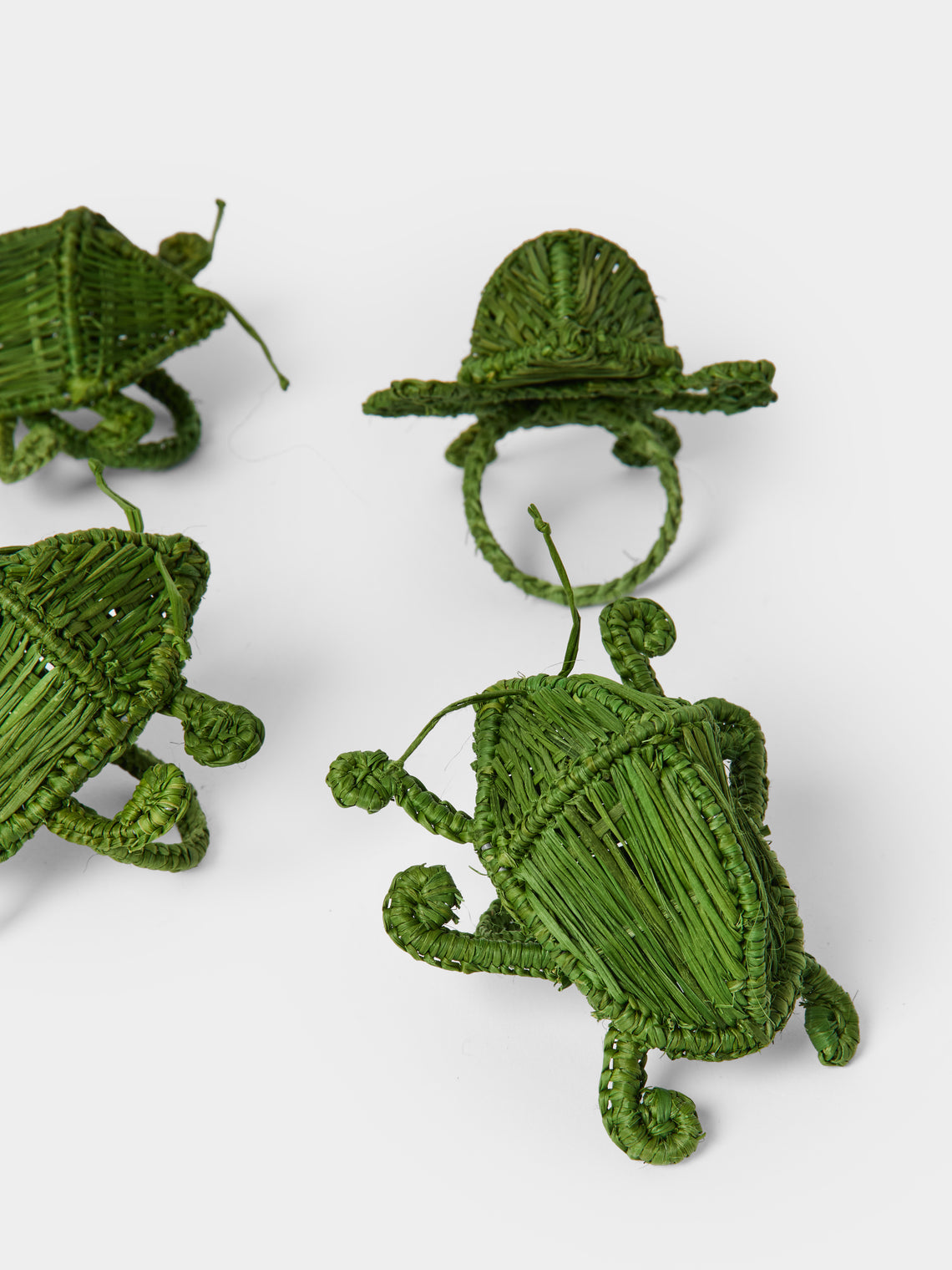 Artesanías del Atlántico - | Set of 4 | Beetle Handwoven Palm Napkin Rings - Green - ABASK