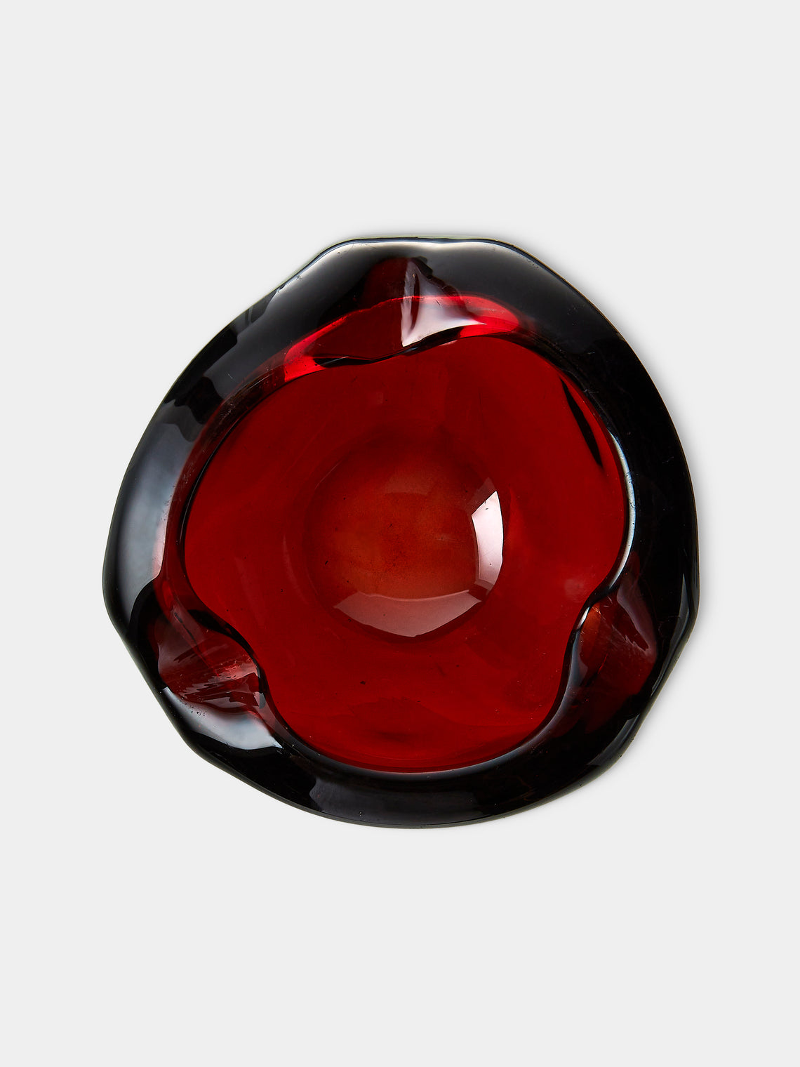 Antique and Vintage - Mid-Century Glass Ashtray - Red - ABASK