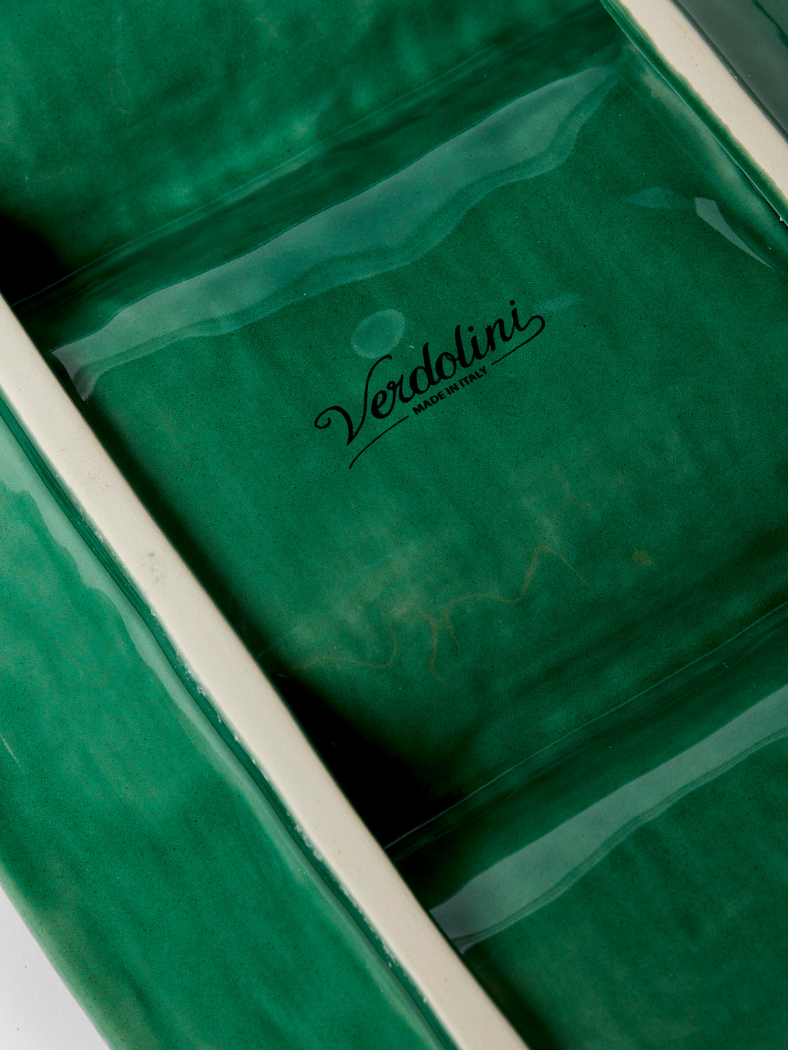 Verdolini - Palizzata Hand-Painted Ceramic Triple Appetizer Dish - Green - ABASK