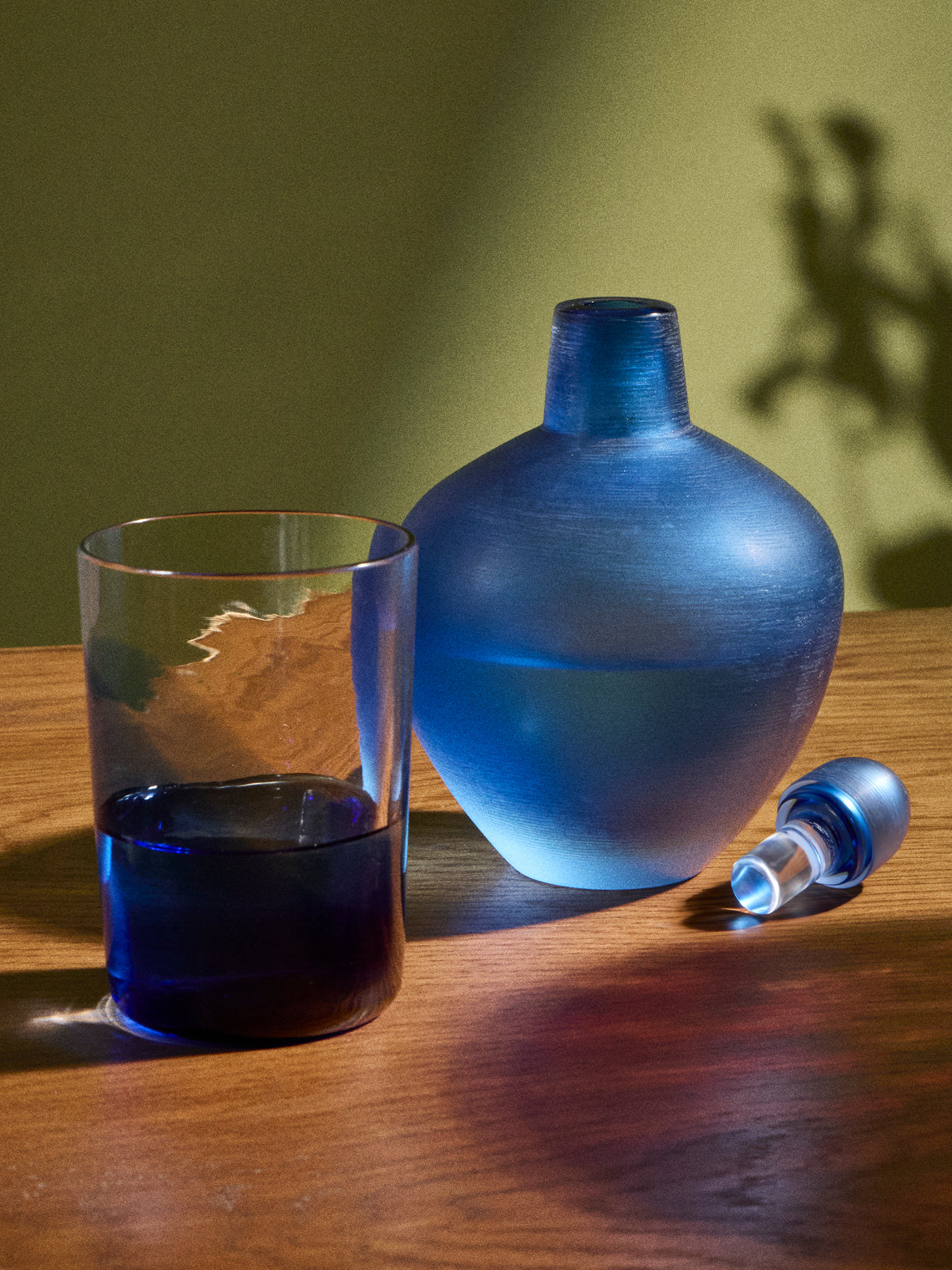 Venini - 1956 Paolo Venini Incise Murano Glass Bottle - Blue - ABASK
