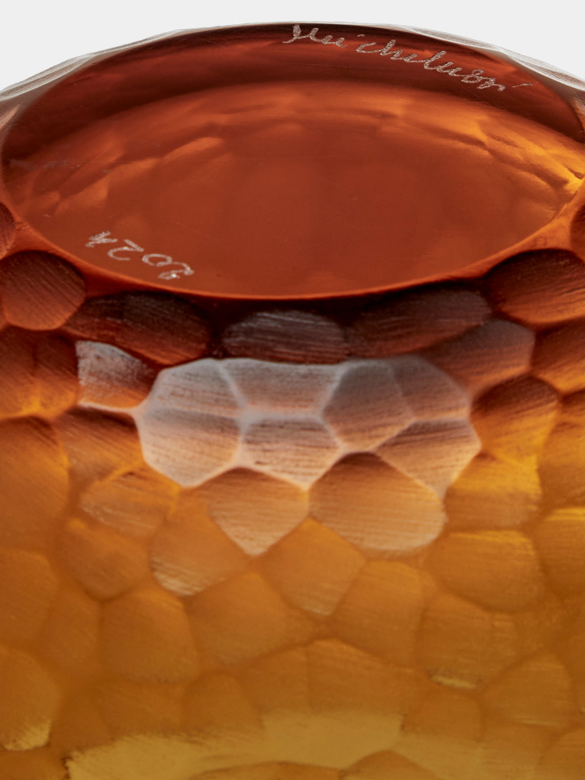 Micheluzzi Glass - Bocia Ambra Diamante Hand-Blown Murano Glass Vase (6in/15cm) - Orange - ABASK