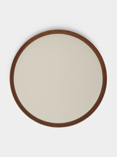 Giobagnara x Poltrona Frau - Walnut and Leather Round Tray (16.5in/42cm) - Beige - ABASK - 