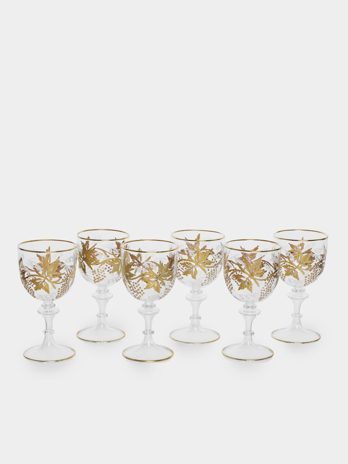 Alya Tannous - | Set of 6 | Vines Red Wine Glasses - Gold - ABASK