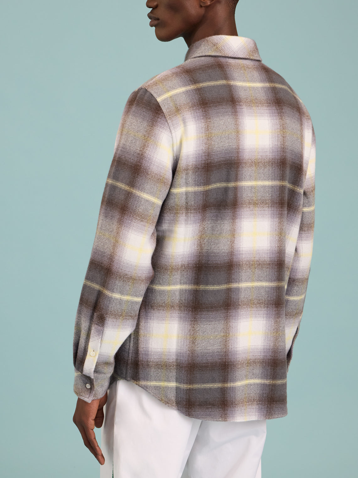 God's True Cashmere - Pewter Shadow Plaid Cashmere Shirt | Size: M - Gray - ABASK