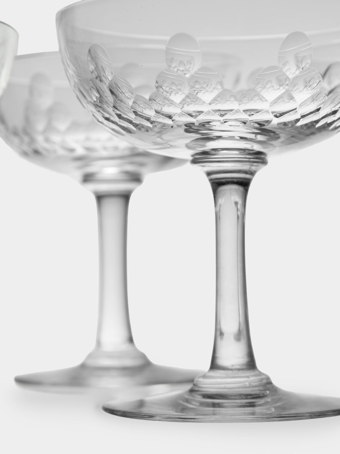 Antique and Vintage - 1920s Baccarat Crystal Champagne Coupes (Set of 12) - Clear - ABASK