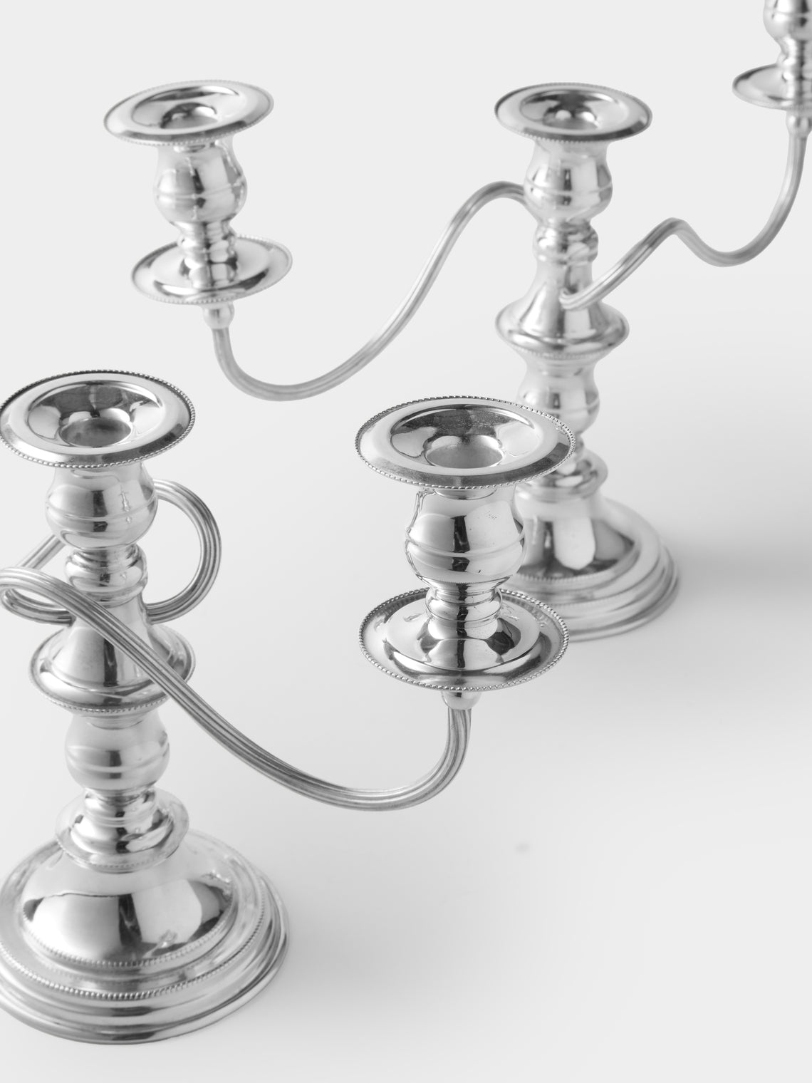 Antique and Vintage - 1940s Italian Silver-Plated Candle Holders (Set of 2) - Clear - ABASK