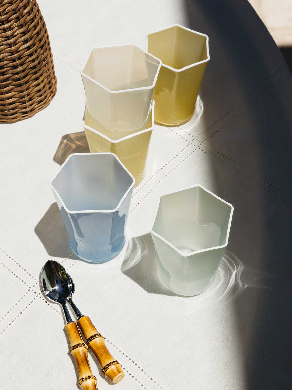 Cosima Swayze - Hex Hand-Blown Glass Tumbler - Blue - ABASK