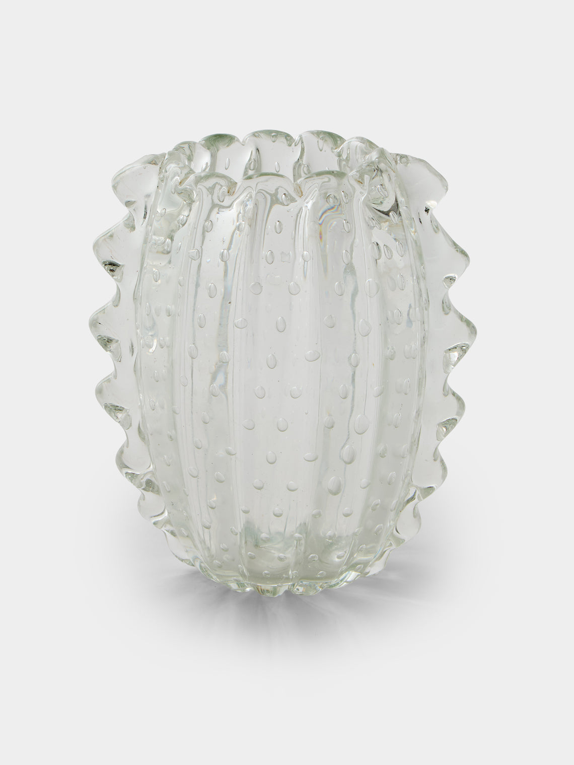 Antique and Vintage - 1930s Ercole Barovier Rostrato Glass Vase (8in/20.5cm) - Clear - ABASK - 