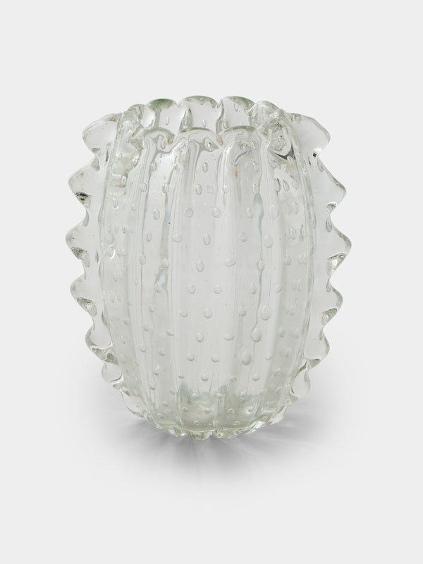 Antique and Vintage - 1930s Ercole Barovier Rostrato Glass Vase (8in/20.5cm) - Clear - ABASK - 