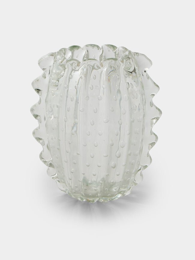 Antique and Vintage - 1930s Ercole Barovier Rostrato Glass Vase (8in/20.5cm) - Clear - ABASK - 