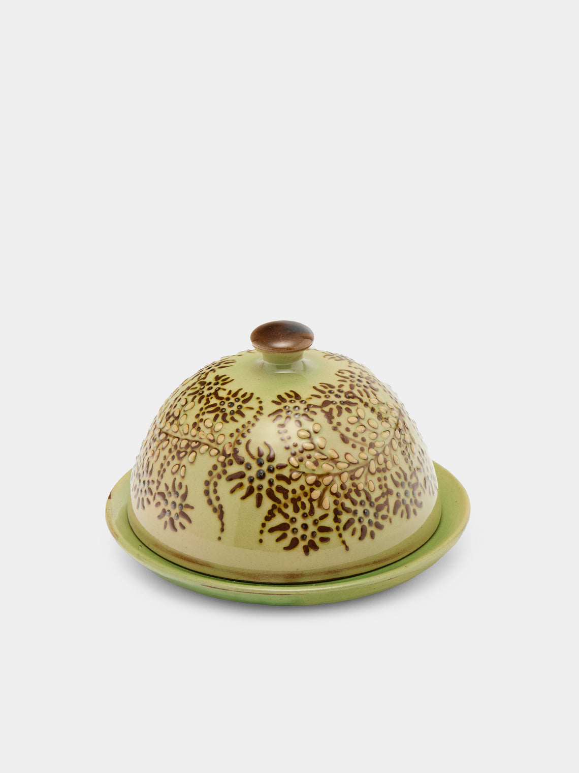 Poterie d’Évires - Flowers Hand-Painted Ceramic Small Lidded Butter Dish - Green - ABASK - 
