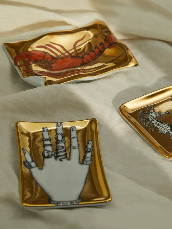 Fornasetti - Mano con Anelli Hand-Painted Porcelain Ashtray -  - ABASK