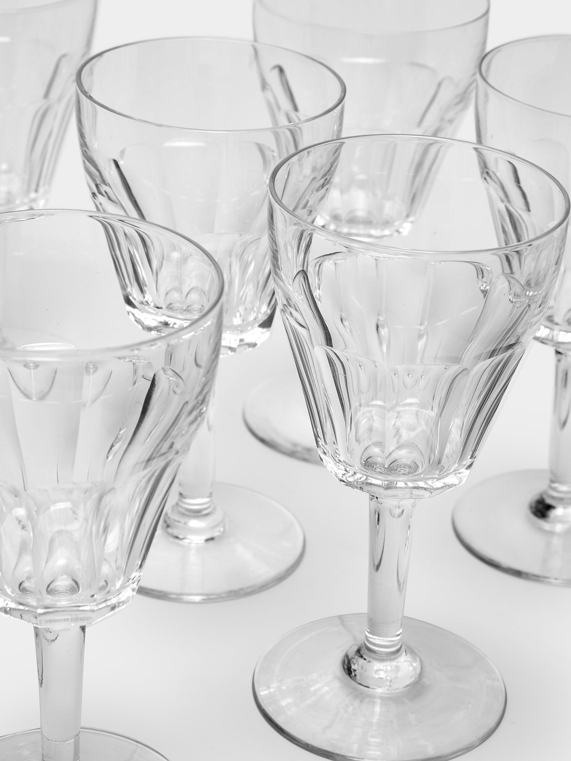 Antique and Vintage - 1950s Val Saint Lambert Cut Crystal Wine Goblets (Set of 10) -  - ABASK
