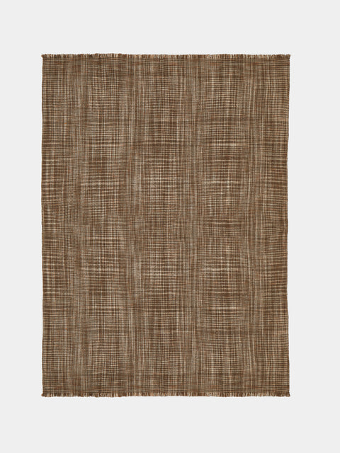 Me & K - Textured Plaid Cashmere Throw (67in/1.7m) - Brown - ABASK - 