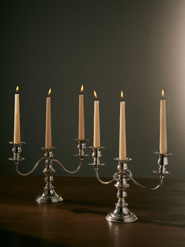 Antique and Vintage - 1940s Italian Silver-Plated Candle Holders (Set of 2) - Clear - ABASK