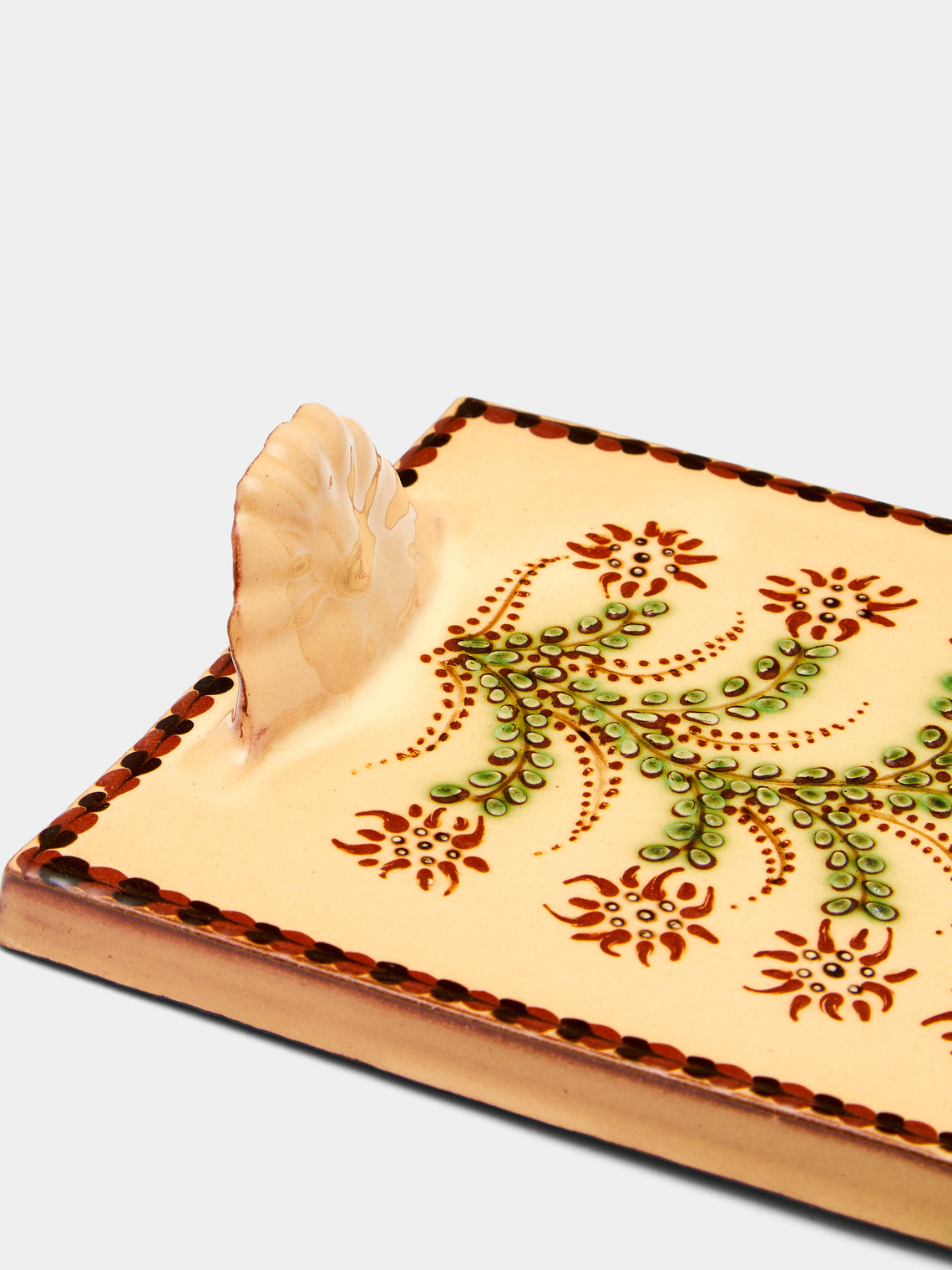 Poterie d’Évires - Flowers Hand-Painted Ceramic Cheese Board - Cream - ABASK