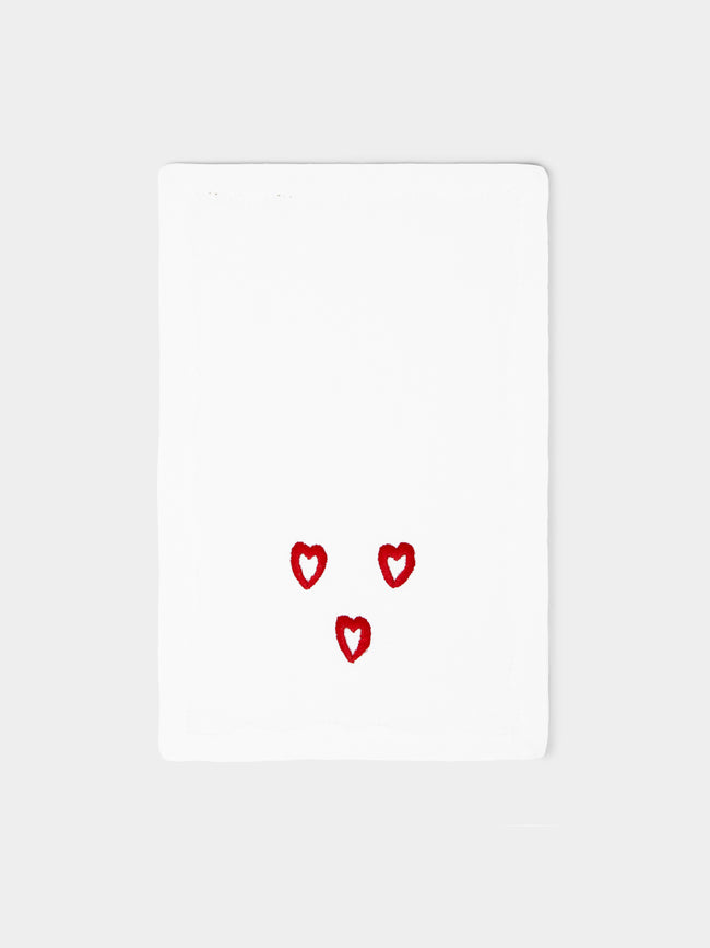 Taf Firenze - Line Heart Hand-Embroidered Cocktail Napkins (Set of 6) -  - ABASK - 