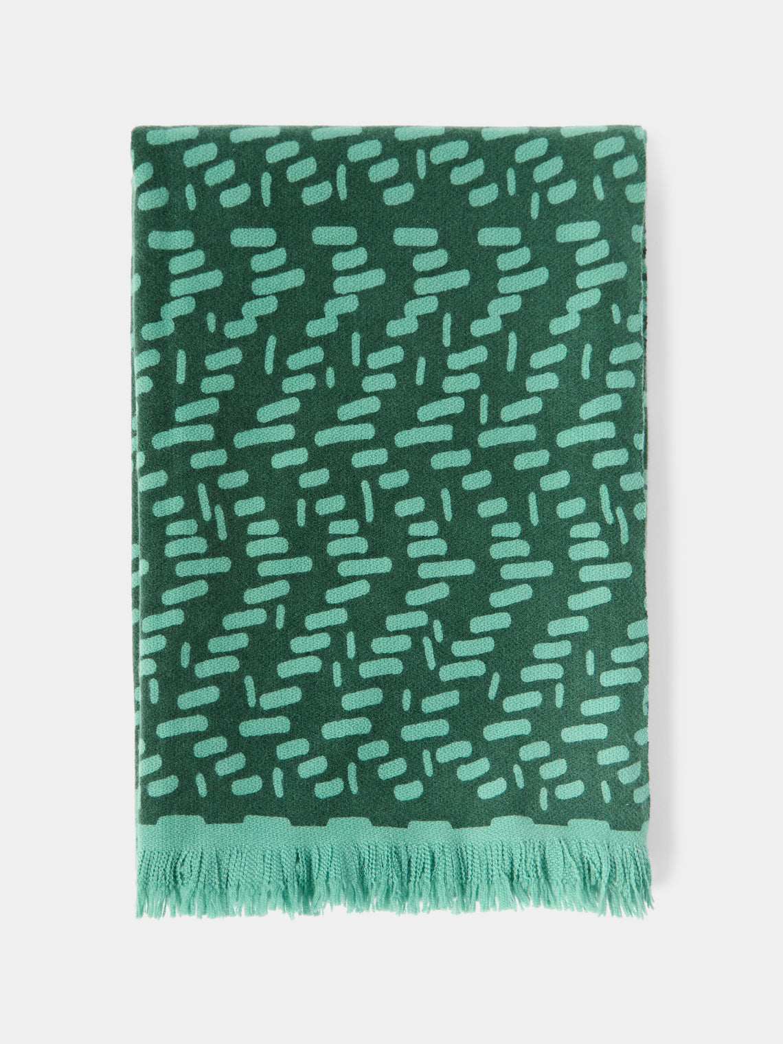 Saved NY - Cashmere Printed Throw (71in/1.8m) - Green - ABASK