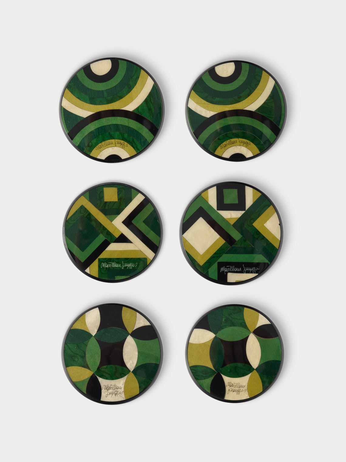 Mastellone Giuseppe - Wood Inlay Coasters (Set of 6) - Green - ABASK - 