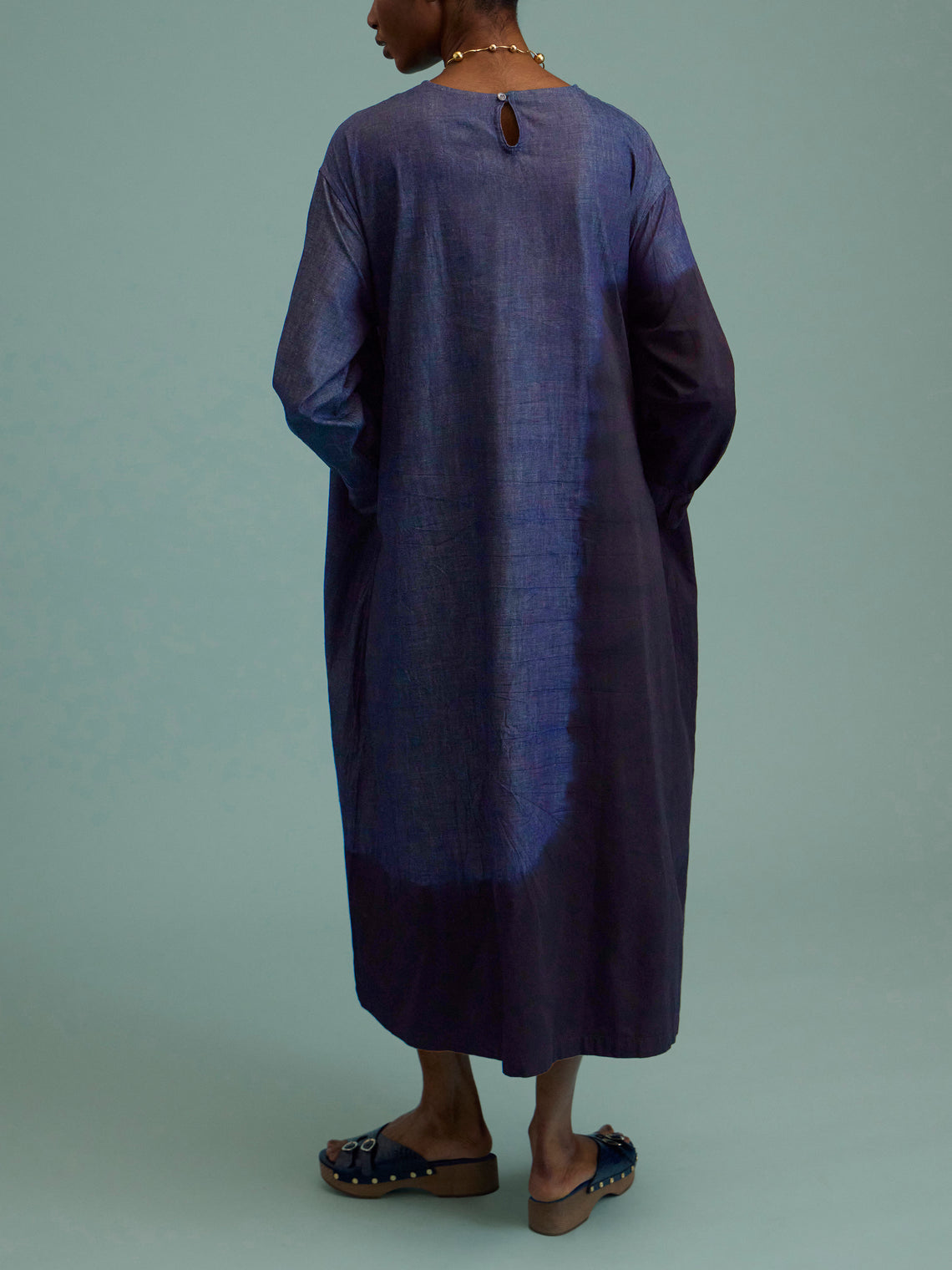 Suzusan - Pima Cotton Denim Wide Dress | Size: S - Black - ABASK