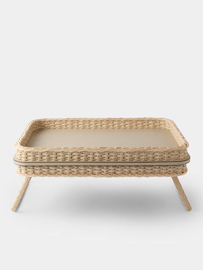 Pigment France - Reims Leather and Rattan Bed Tray (21in/54cm) - Cream - ABASK - 