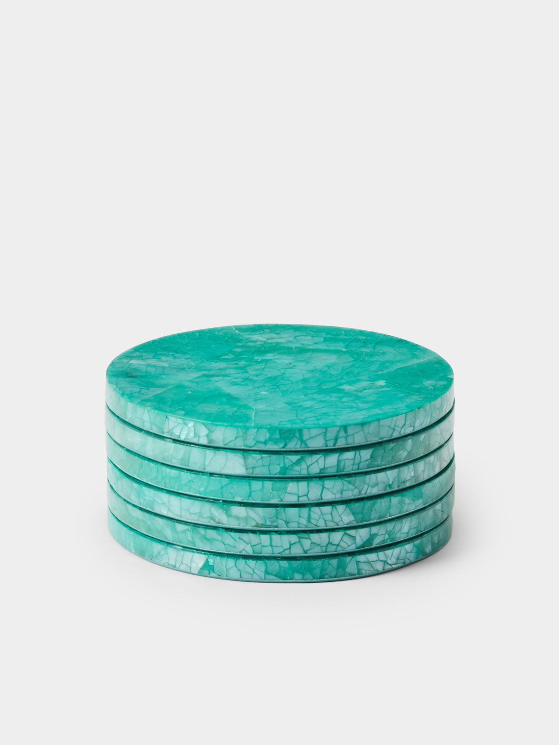 Objet Luxe - Mother-of-Pearl Coasters (Set of 6) - Blue - ABASK