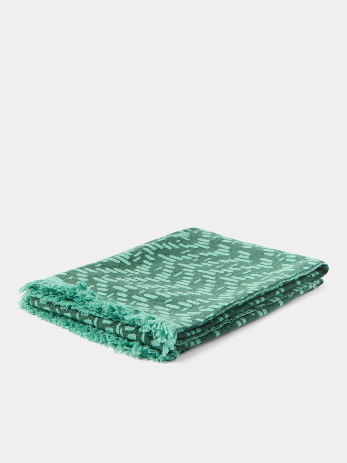 Saved NY - Cashmere Printed Throw (71in/1.8m) - Green - ABASK