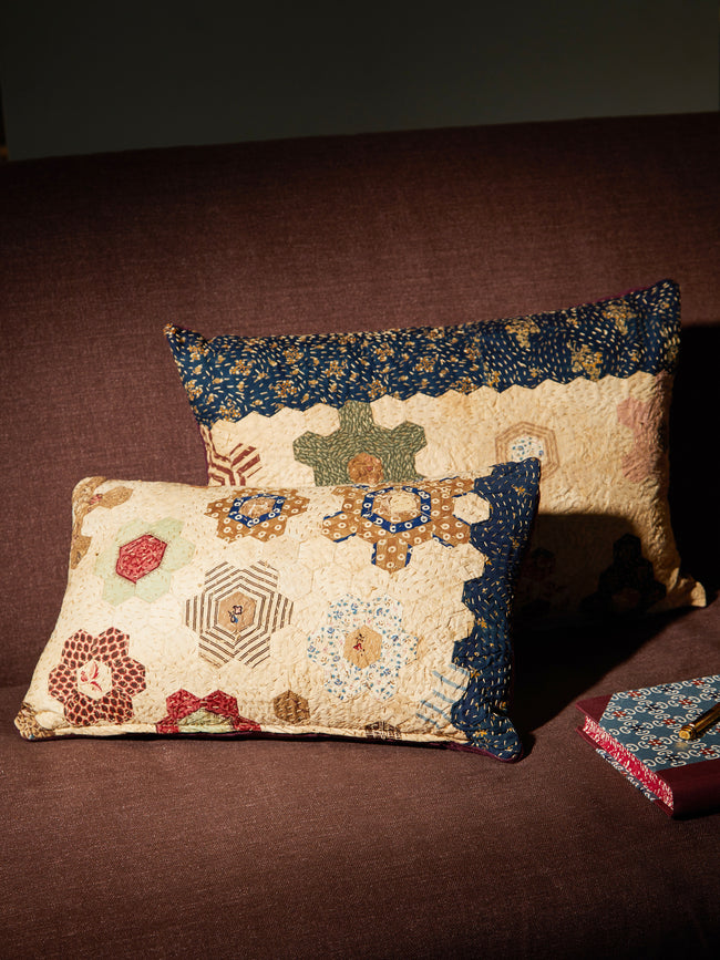 By Walid - 19th-Century Victorian Patchwork Silk Cushion -  - ABASK