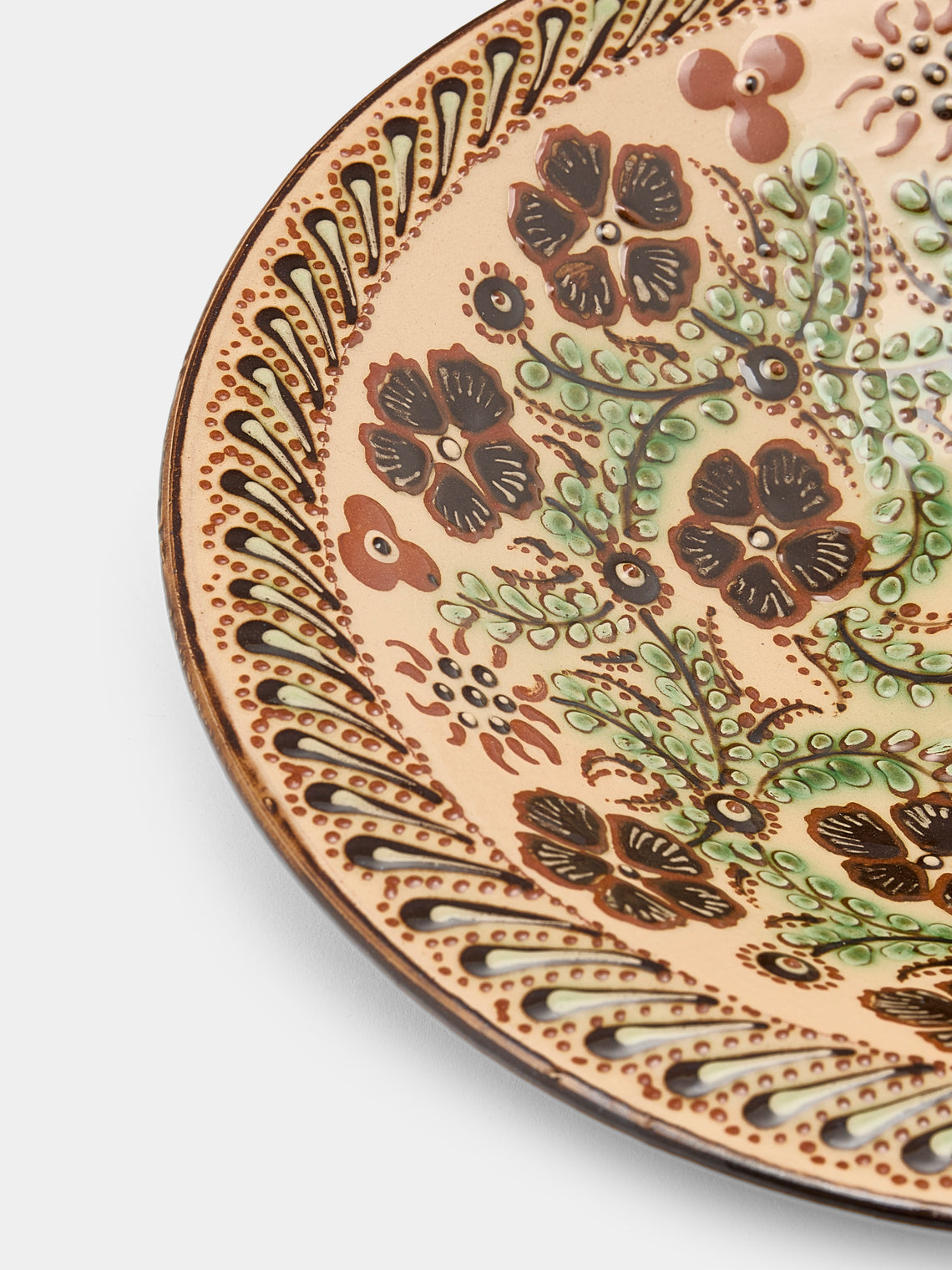 Poterie d’Évires - Flowers Hand-Painted Ceramic Serving Bowl - Cream - ABASK