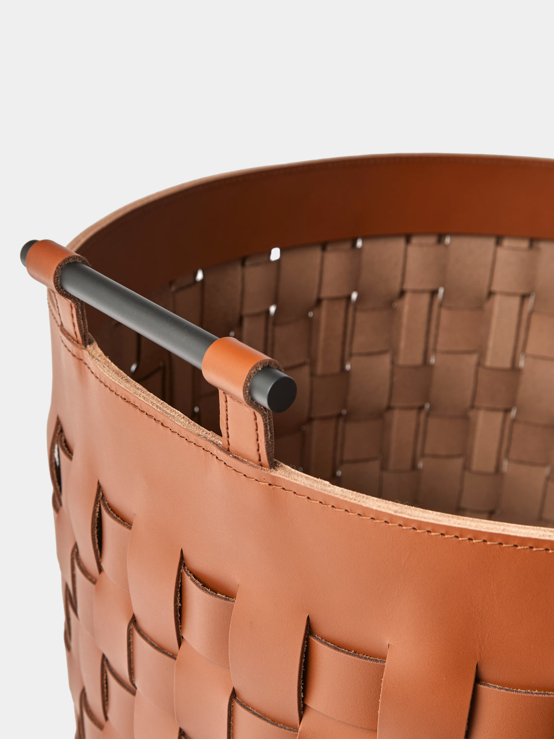 Rabitti 1969 - Ravenna Leather Round Tall Basket - Orange - ABASK