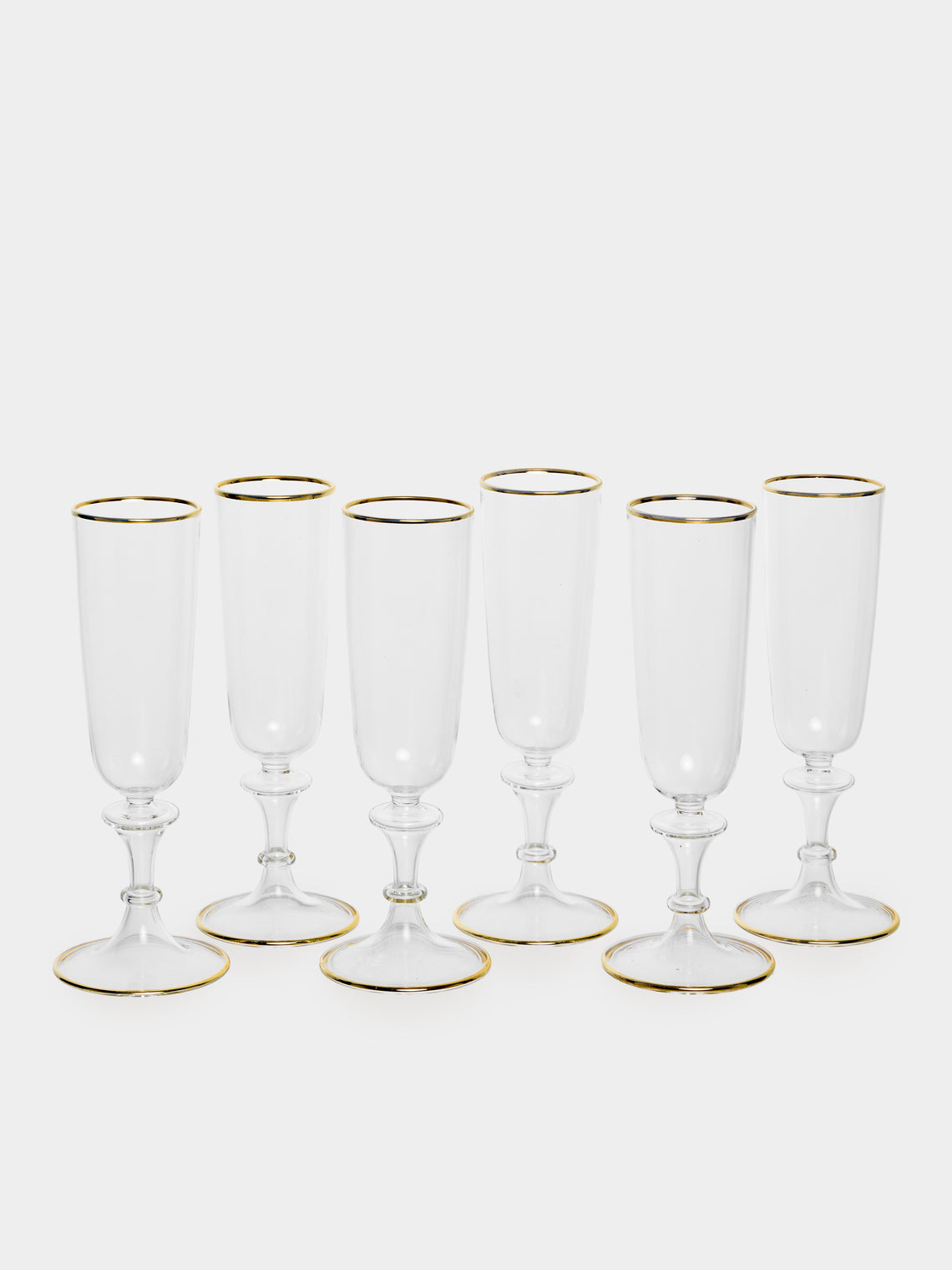 Alya Tannous - | Set of 6 | Vienna Glass Champagne Flutes - Clear - ABASK