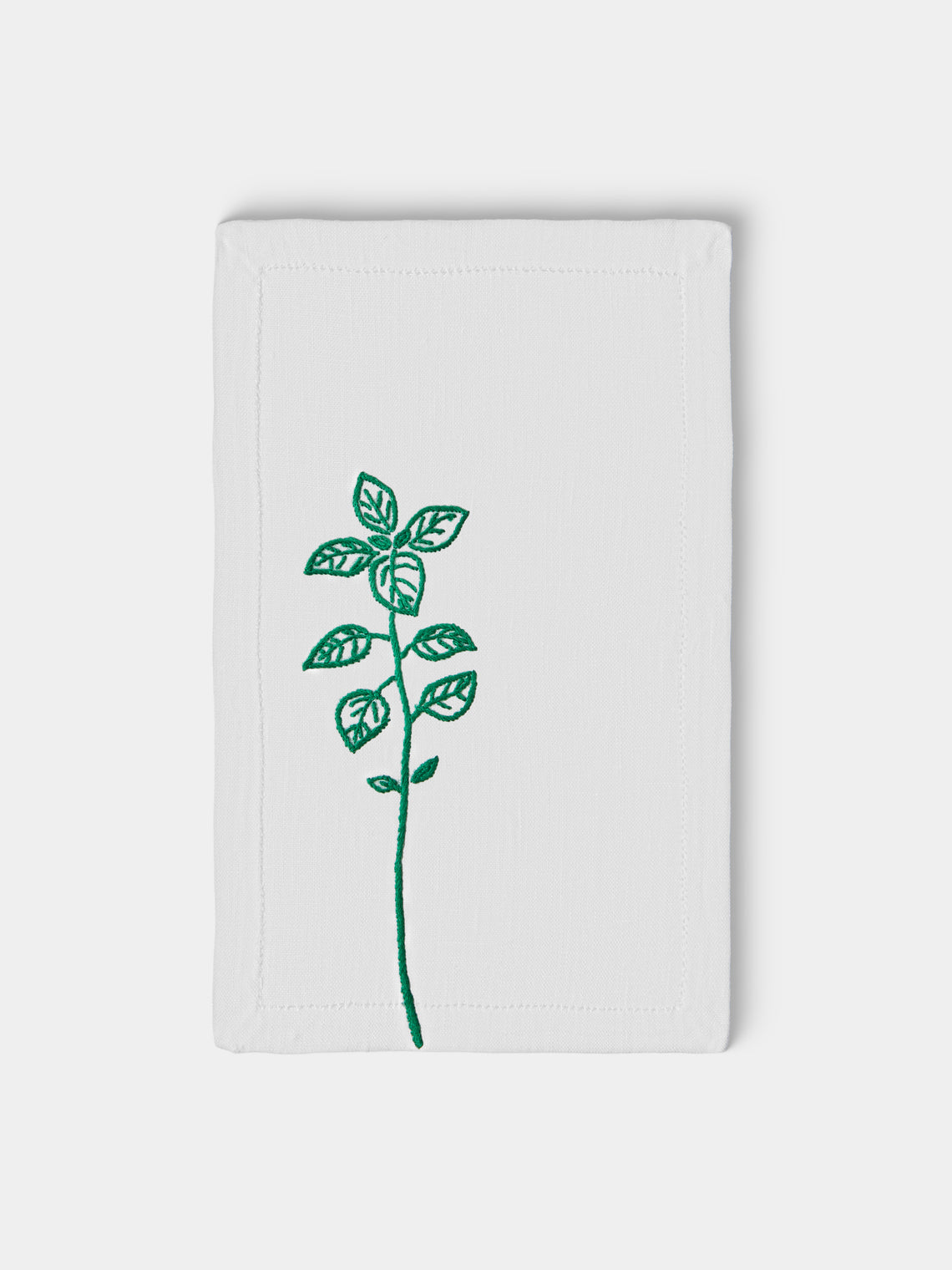 Taf Firenze - | Set of 6 | Fauna Hand-Embroidered Linen Cocktail Napkins - White - ABASK
