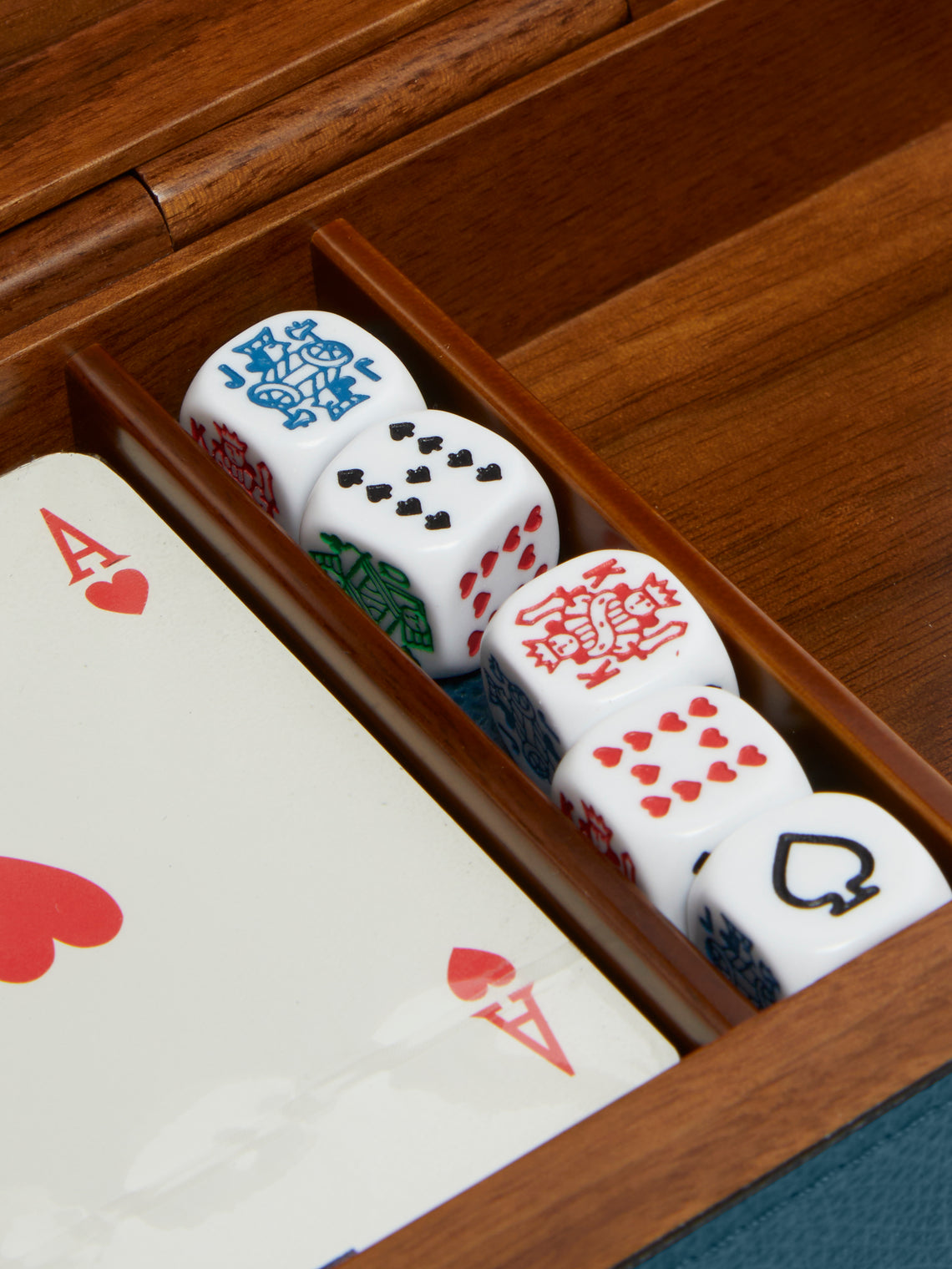 Giobagnara - Leather Playing Cards and Dice Box - Blue - ABASK