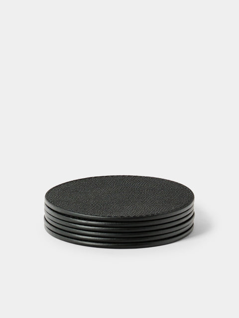 Giobagnara - Tao Leather Coasters (Set of 6) - Black - ABASK - 