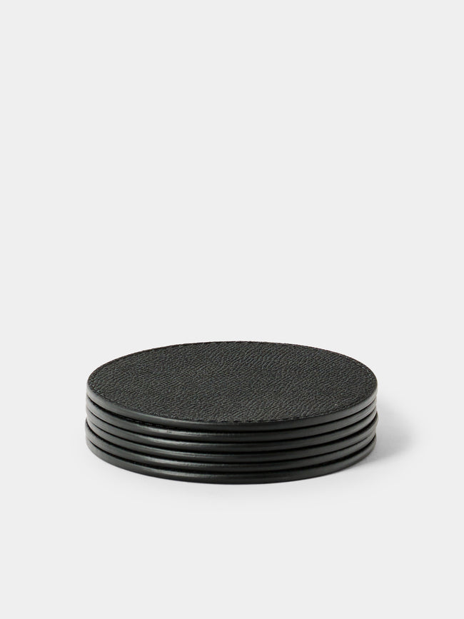Giobagnara - Tao Leather Coasters (Set of 6) - Black - ABASK - 