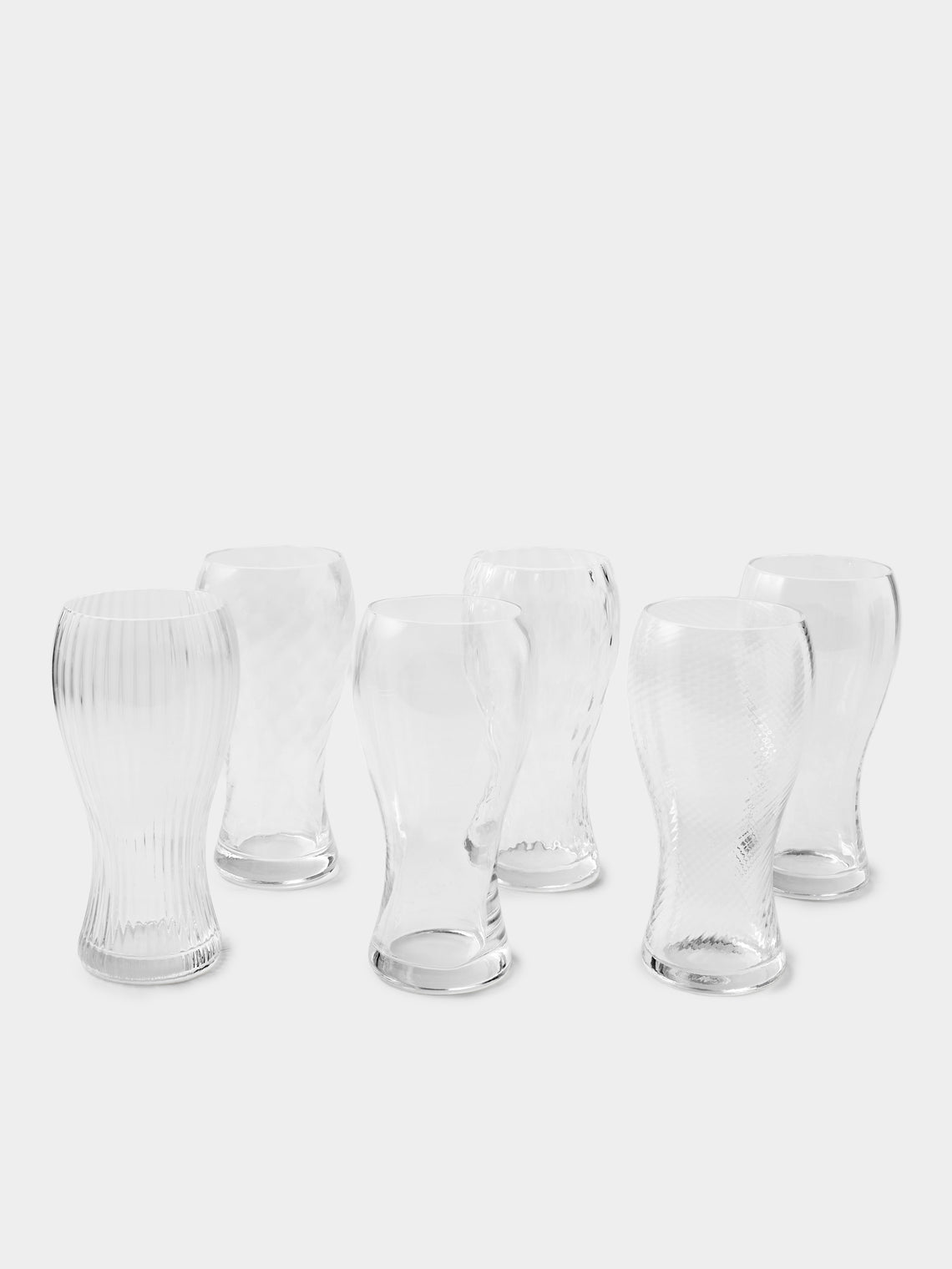 NasonMoretti - | Set of 6 | Marilyn Hand-Blown Murano Beer Glasses - Clear - ABASK - 
