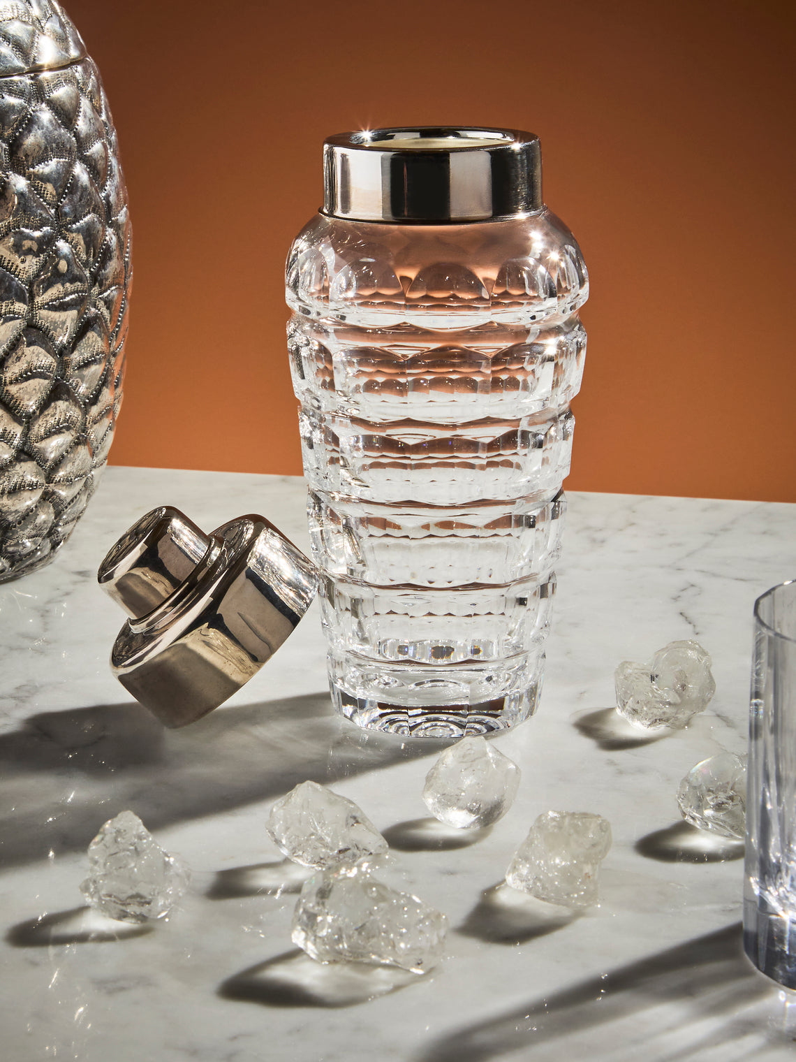 Antique and Vintage - 1950s Greggio Crystal and Silver-Plated Cocktail Shaker - Silver - ABASK