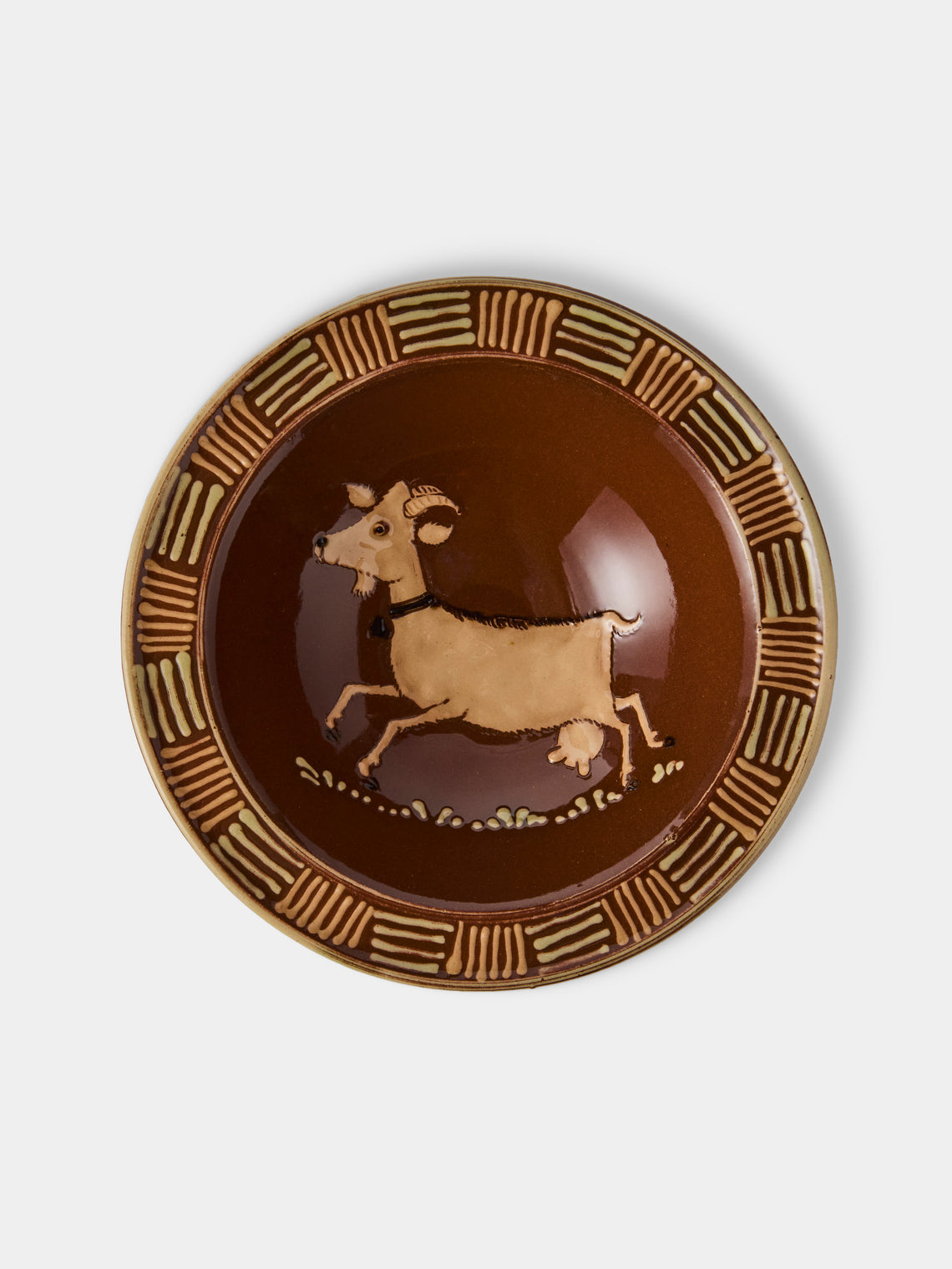 Poterie d’Évires - Animals Hand-Painted Ceramic Breakfast Bowls (Set of 4) - Brown - ABASK