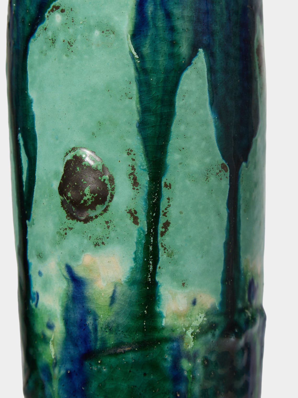 Antique and Vintage - Mid-Century Ceramic Vase (8.5in/21.5cm) - Green - ABASK