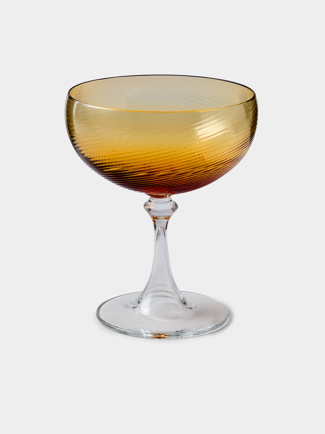 NasonMoretti - | Set of 6 | Twisted Soraya Hand-Blown Murano Glass Champagne Coupes - Yellow - ABASK