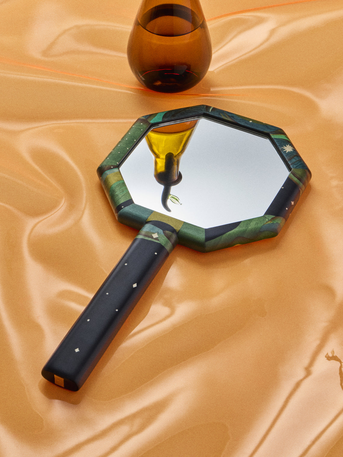 Silvia Furmanovich - Elphaba Sky Marquetry Wood Hand Mirror - Multiple - ABASK