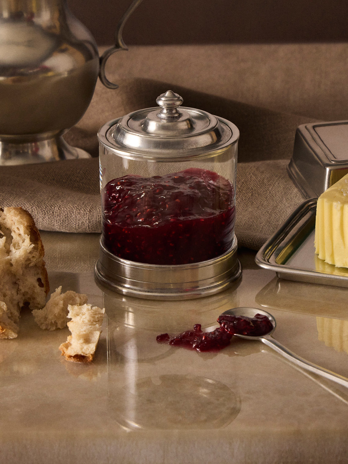 Cosi Tabellini - Sirmione Pewter Jam Jar with Spoon - Silver - ABASK