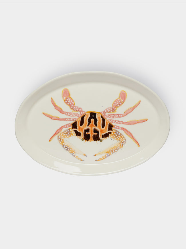 Casa Adams - Coral Swimmer Crab Hand-Painted Porcelain Serving Platter -  - ABASK - 