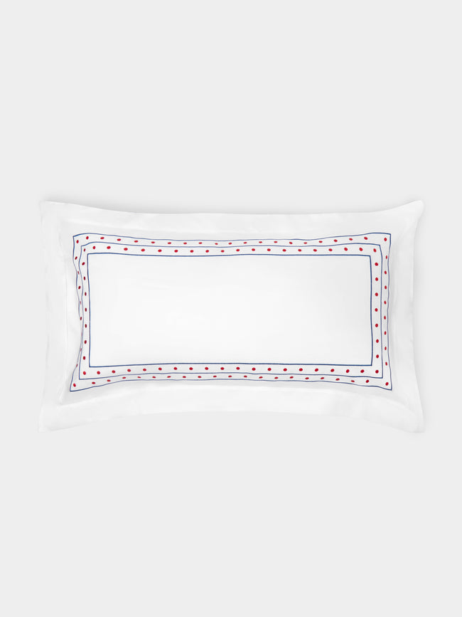 Loretta Caponi - Stripes & Dots Hand-Embroidered Cotton King-Size Pillowcases (Set of 2) -  - ABASK - 