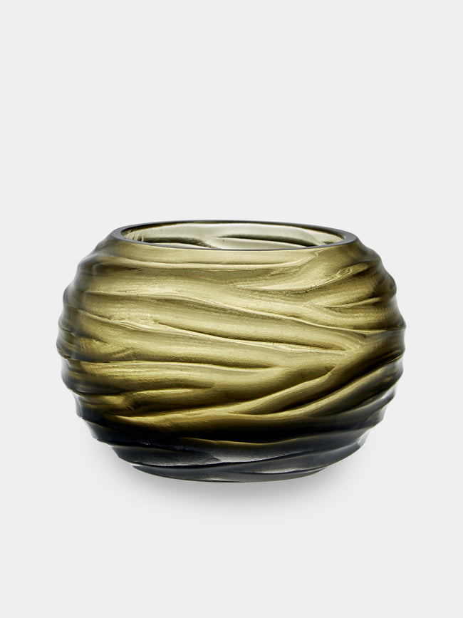 Micheluzzi Glass - Bocia Laguna Onde Hand-Blown Murano Glass Vase (6in/15cm) - Green - ABASK - 