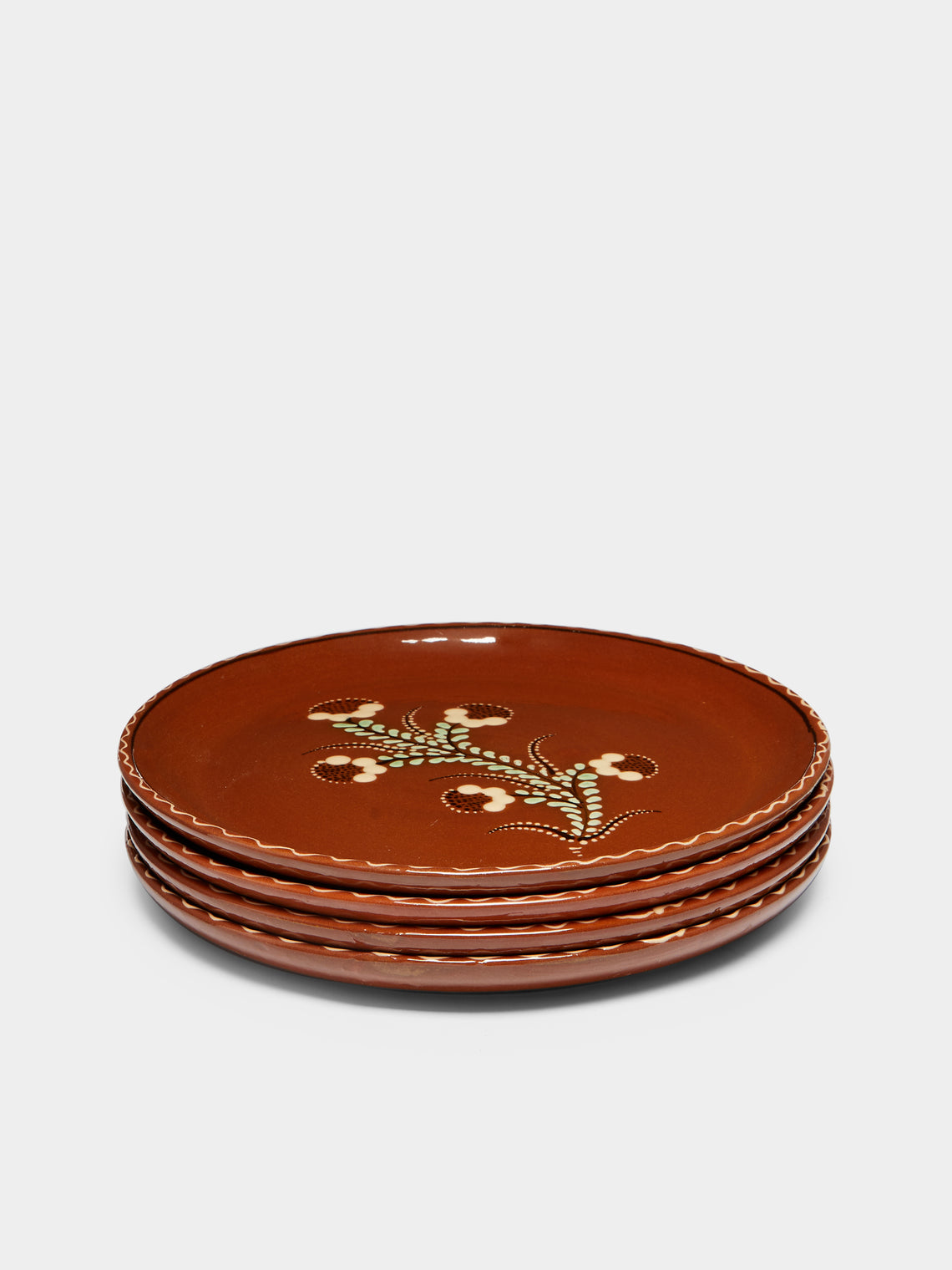 Poterie d’Évires - Flowers Hand-Painted Ceramic Dinner Plates (Set of 4) -  - ABASK