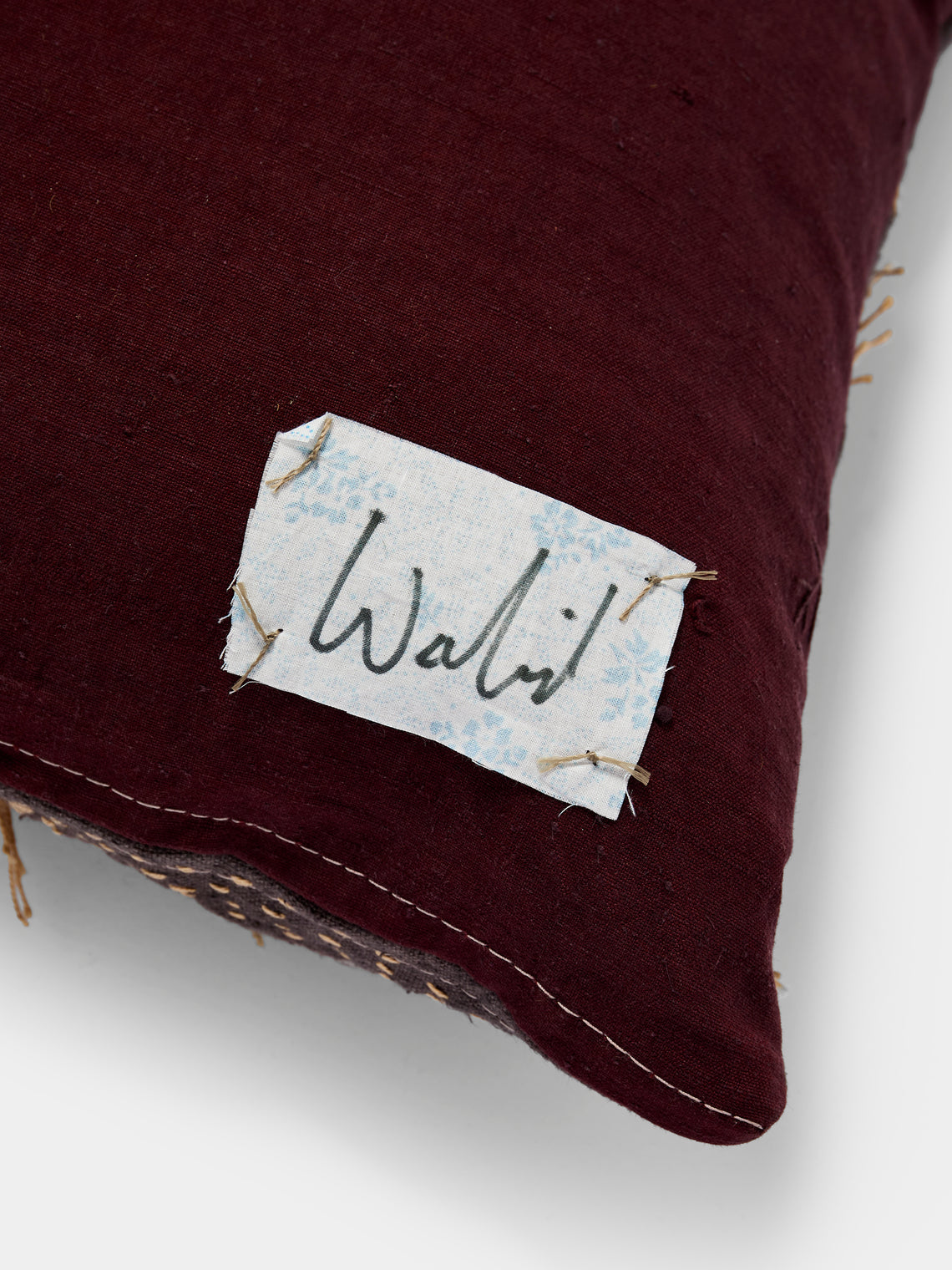 By Walid - 18th-Century Tapestry Wool and 1920s Embroidered Linen Pillow (19.5in/50cm) - Multiple - ABASK